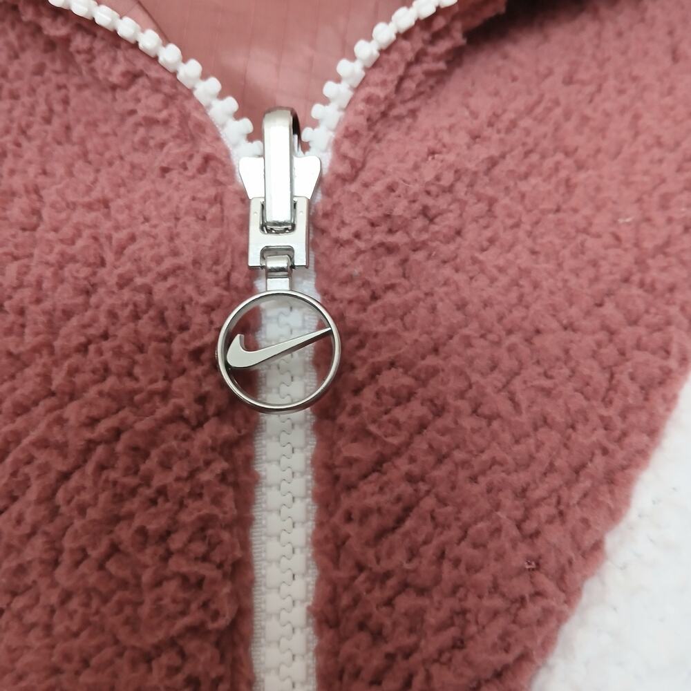 Nike Jacket Coat Reversible Boa Womens SZ M Oversized Fleece & Poly Big Swoosh - Picture 4 of 12